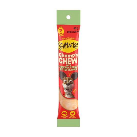 Schmackos Chomp N Chew With Peanut Butter & Chicken Flavoured Dog Treat Large - 60g