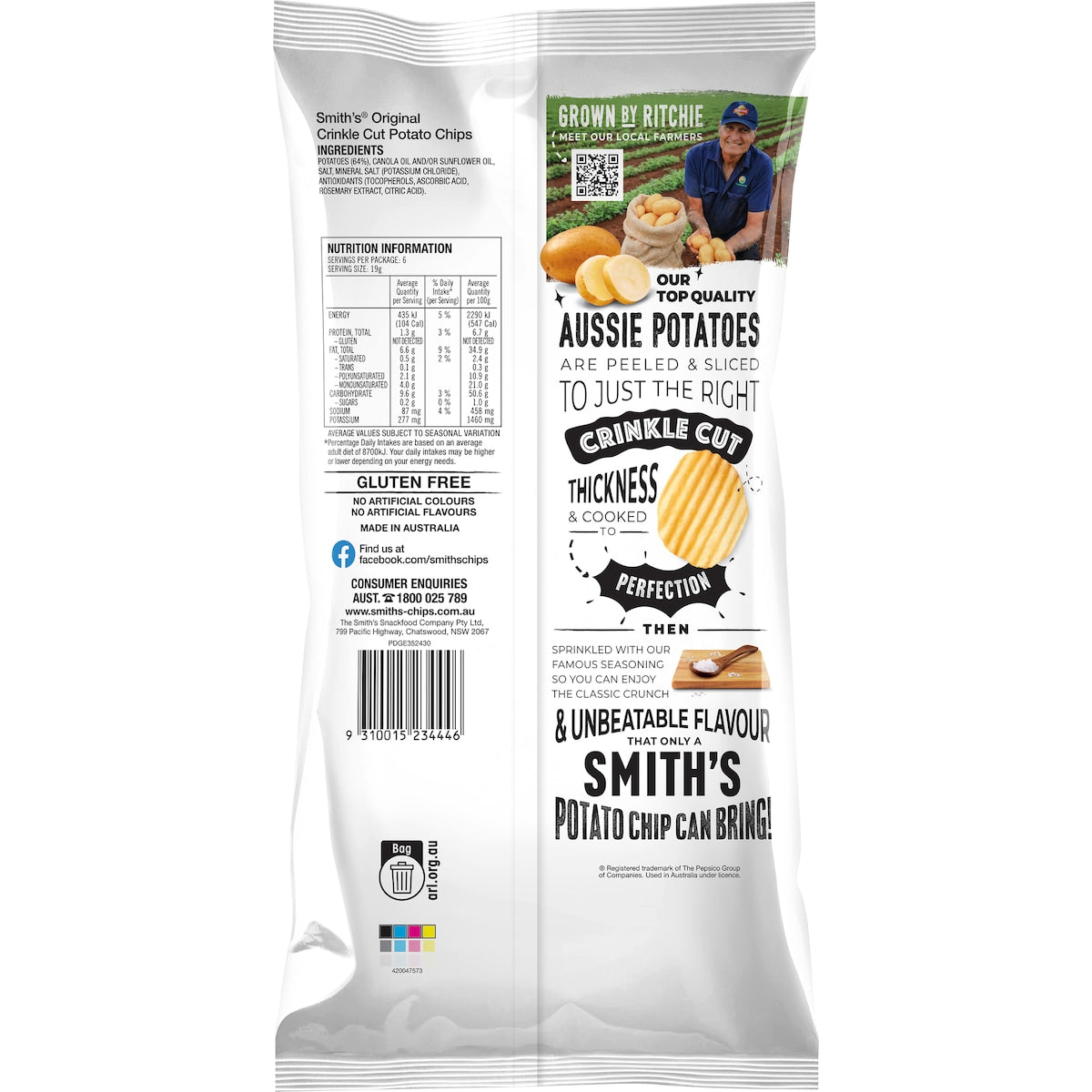 Smith's Crinkle Cut Potato Chips Multipack Original 6 Pack