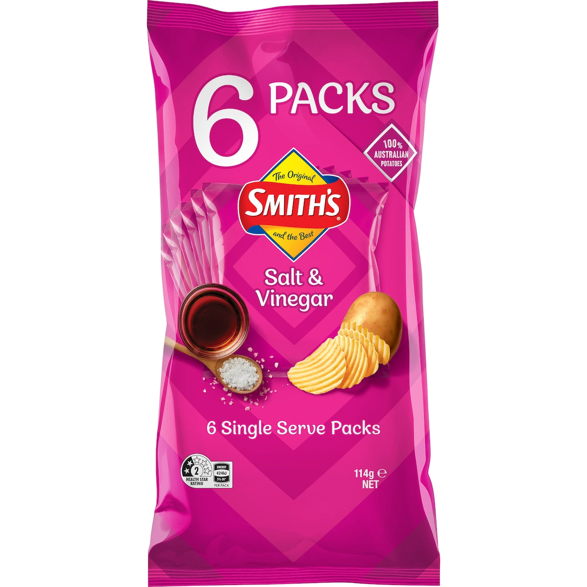 Smith's Crinkle Cut Potato Chips Multipack Salt, Vinegar 6 Pack