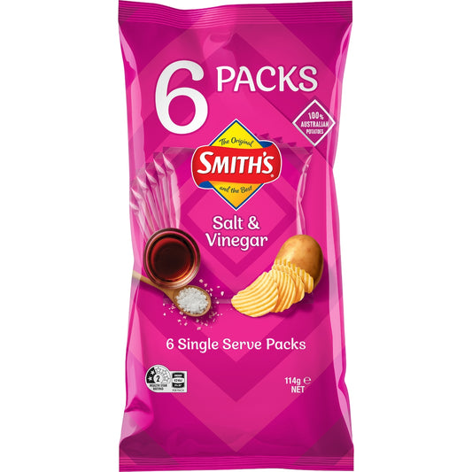 Smith's Crinkle Cut Potato Chips Multipack Salt, Vinegar 6 Pack
