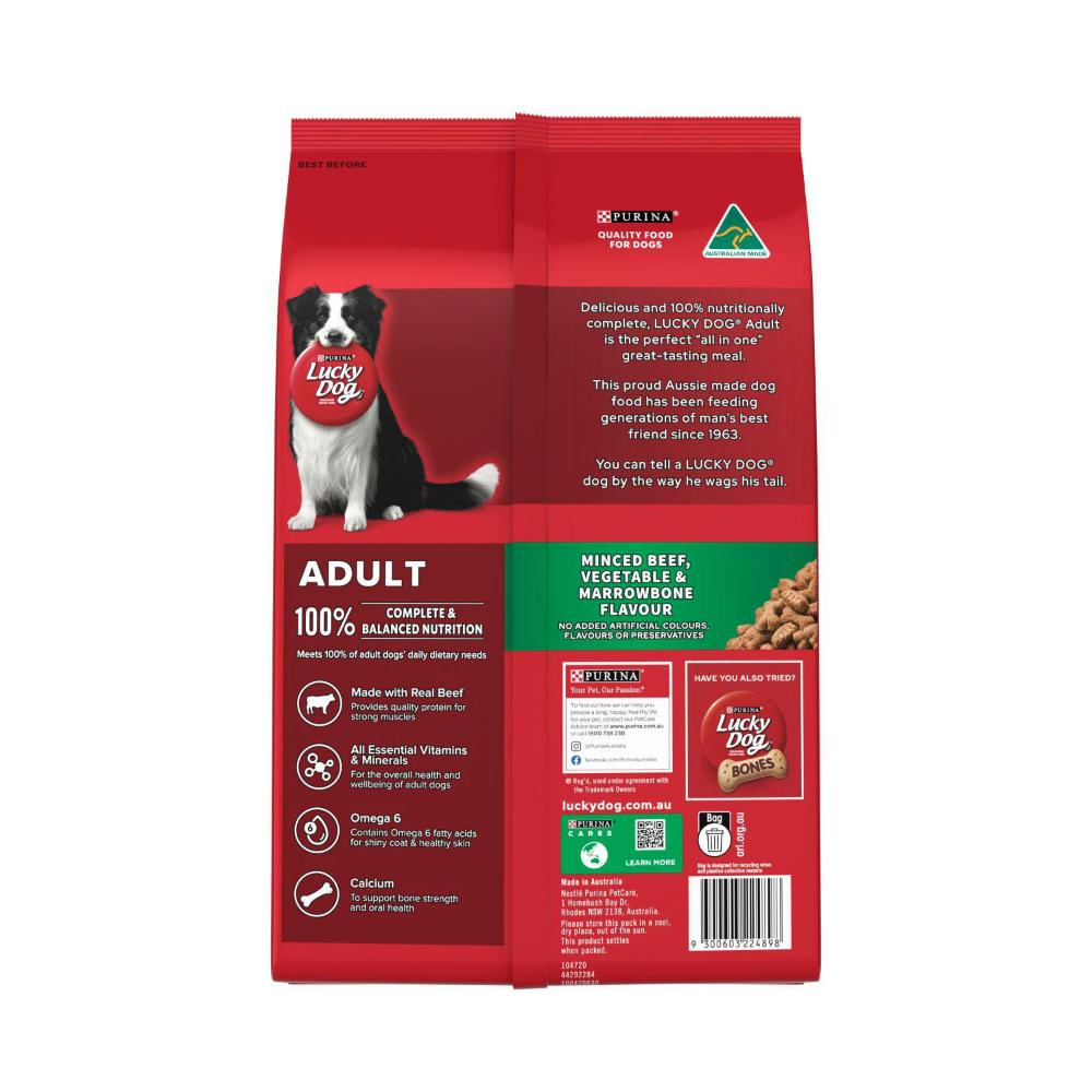 Purina Lucky Dog Dry Minced Beef, Vegetable & Marrowbone Flavour Dog Food - 3Kg