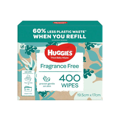 Huggies Thick Baby Wipes Fragrance Free - 400 pack
