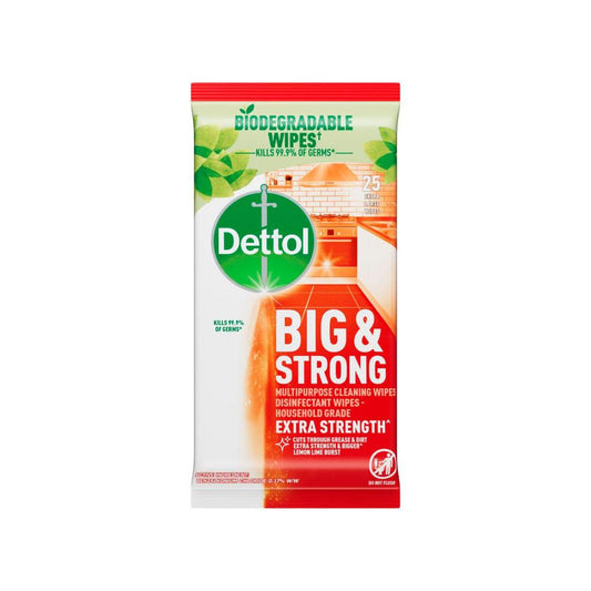 Dettol Big & Strong Disinfectant Lemon Lime Multipurpose Large eaning Wipes - 1 pack