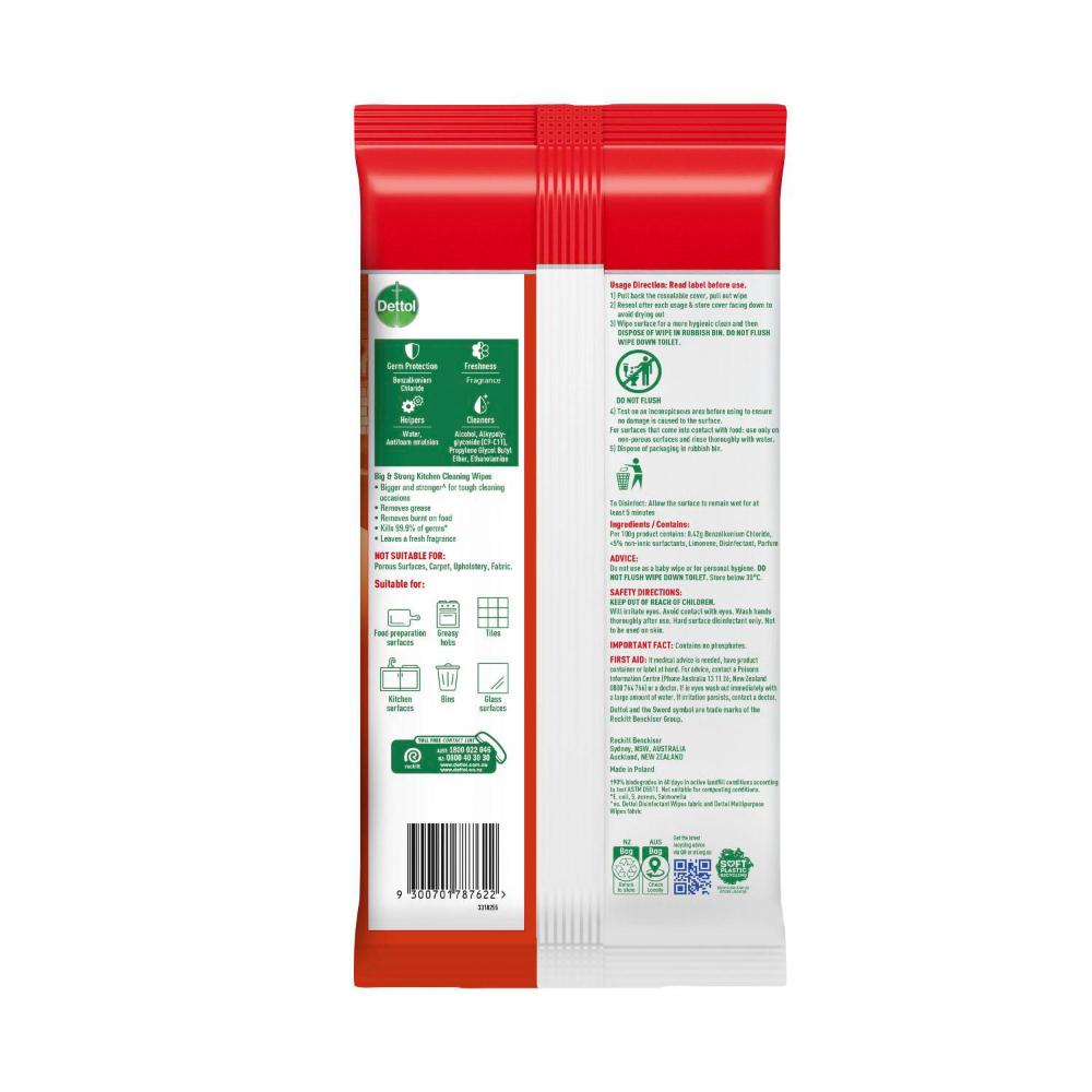 Dettol Big & Strong Disinfectant Lemon Lime Multipurpose Large eaning Wipes - 1 pack