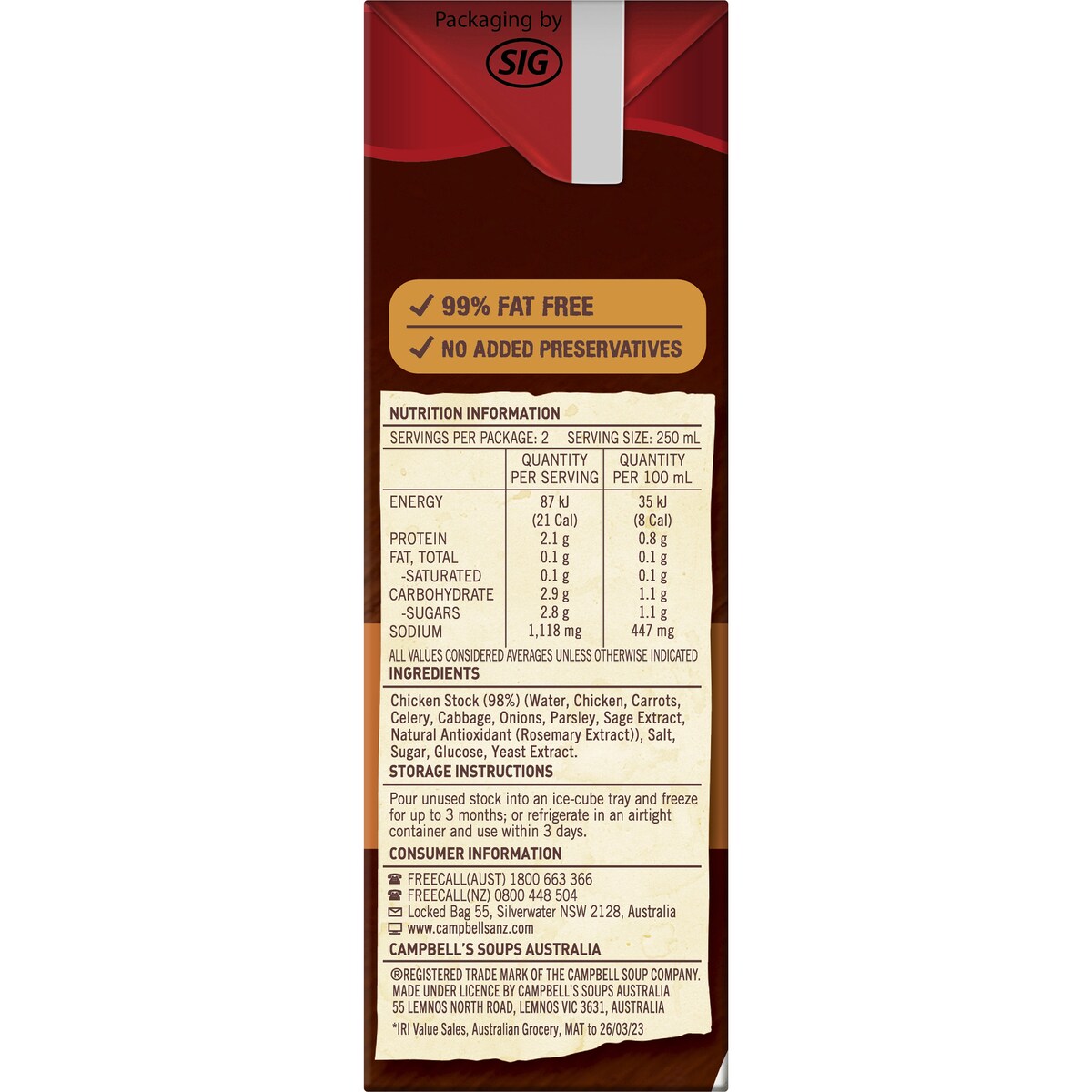 Campbells Real Stock Chicken Liquid Stock 500mL