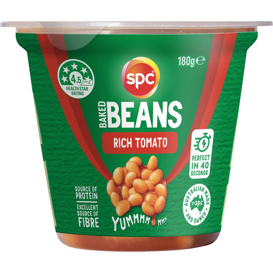 Spc Baked Beans Rich Tomato Snack Pot 180g