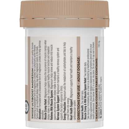 Swisse Ultiboost Magnesium Tablets For Bone And Muscle Health 60 Pack