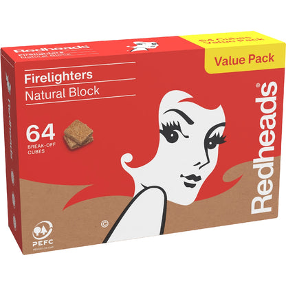 Redheads Natural Firelighter Cubes 64 Pack