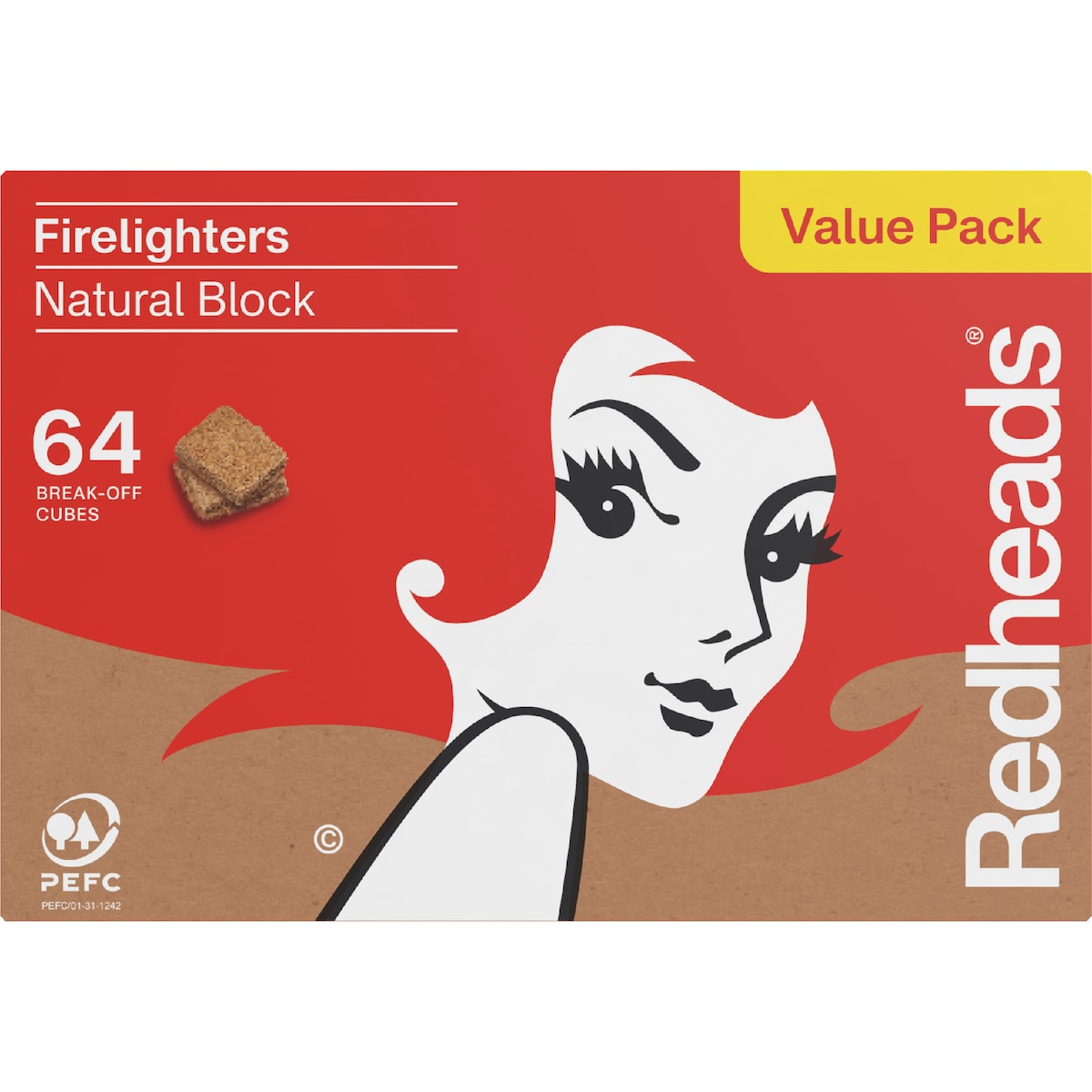 Redheads Natural Firelighter Cubes 64 Pack