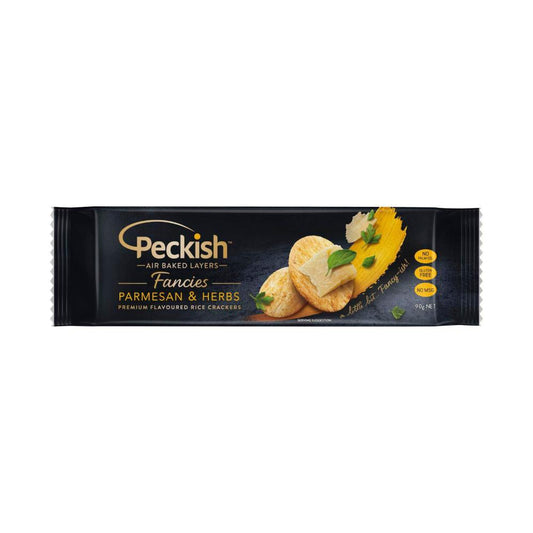 Peckish Fancies Rice Crackers Parmesan & Herbs - 90g