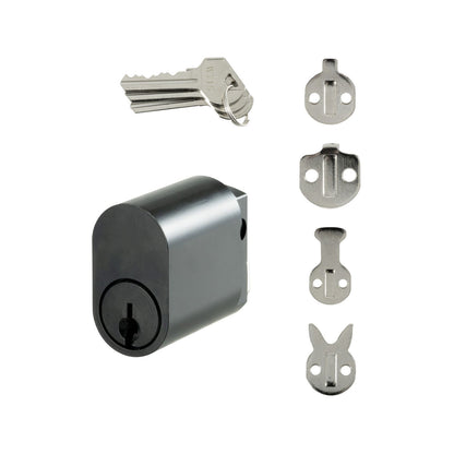 Rolltrak Commercial Security Oval Cylinder Lock - Matte Black - 6-Pin - 3 Keys