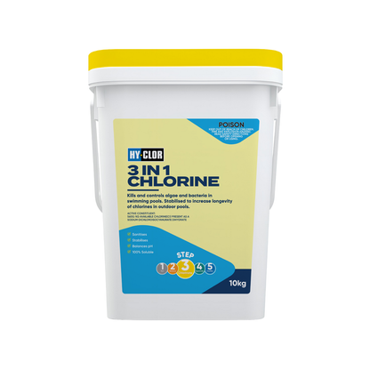 Hy Clor Granular Chlorine - 10kg - Sodium Dichloroisocyanurate - 3 in 1