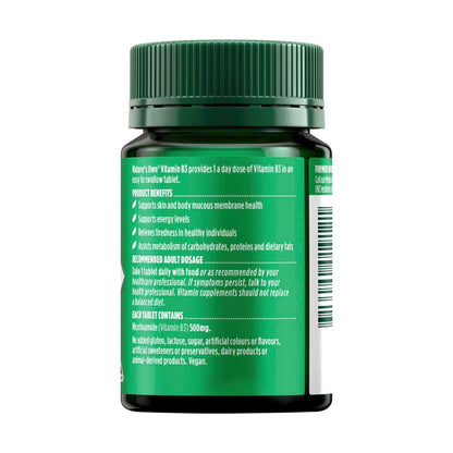 Nature's Own Vitamin B3 500mg Vitamin B Tablets For Energy - 60 pack