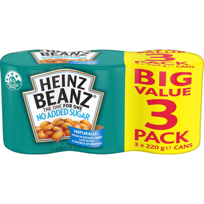 Heinz Baked Beans In Tomato Sauce Canned No Added Sugar 220g X 3 Pack