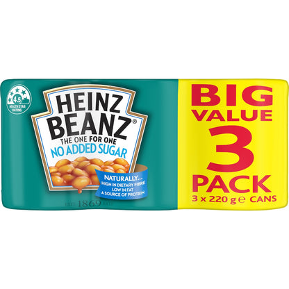 Heinz Baked Beans In Tomato Sauce Canned No Added Sugar 220g X 3 Pack