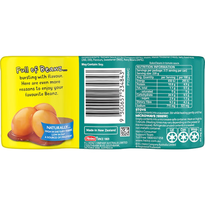 Heinz Baked Beans In Tomato Sauce Canned No Added Sugar 220g X 3 Pack