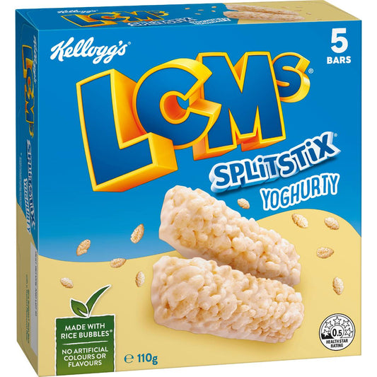 Kellogg's Lcms Split Stix Yoghurty Rice Bubbles Snack Bars 5 Pack