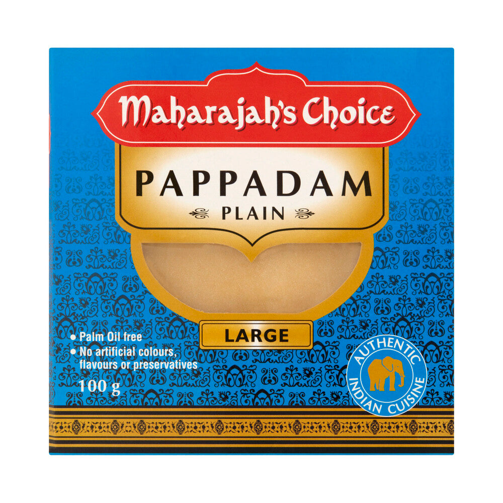 Maharajah's Choice Large Plain Pappadams - 100g
