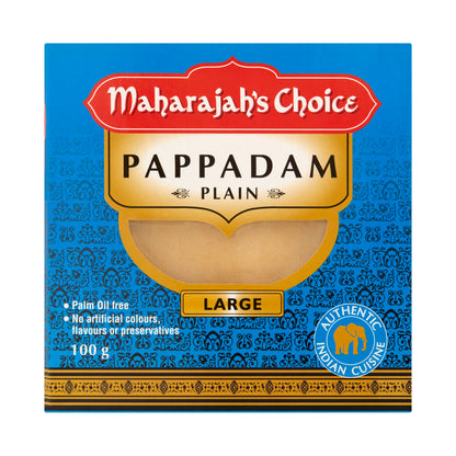 Maharajah's Choice Large Plain Pappadams - 100g