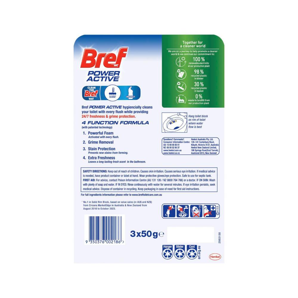 Bref Power Active Toilet eaner Rim Block Lemon 3x50g - 150g