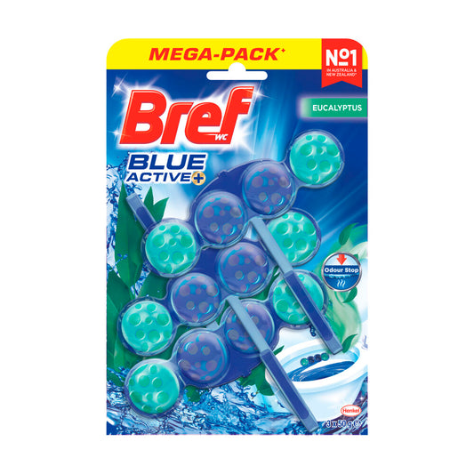 Bref Blue Active Toilet Cleaner Rim Block Eucalyptus 3x50g - 150g