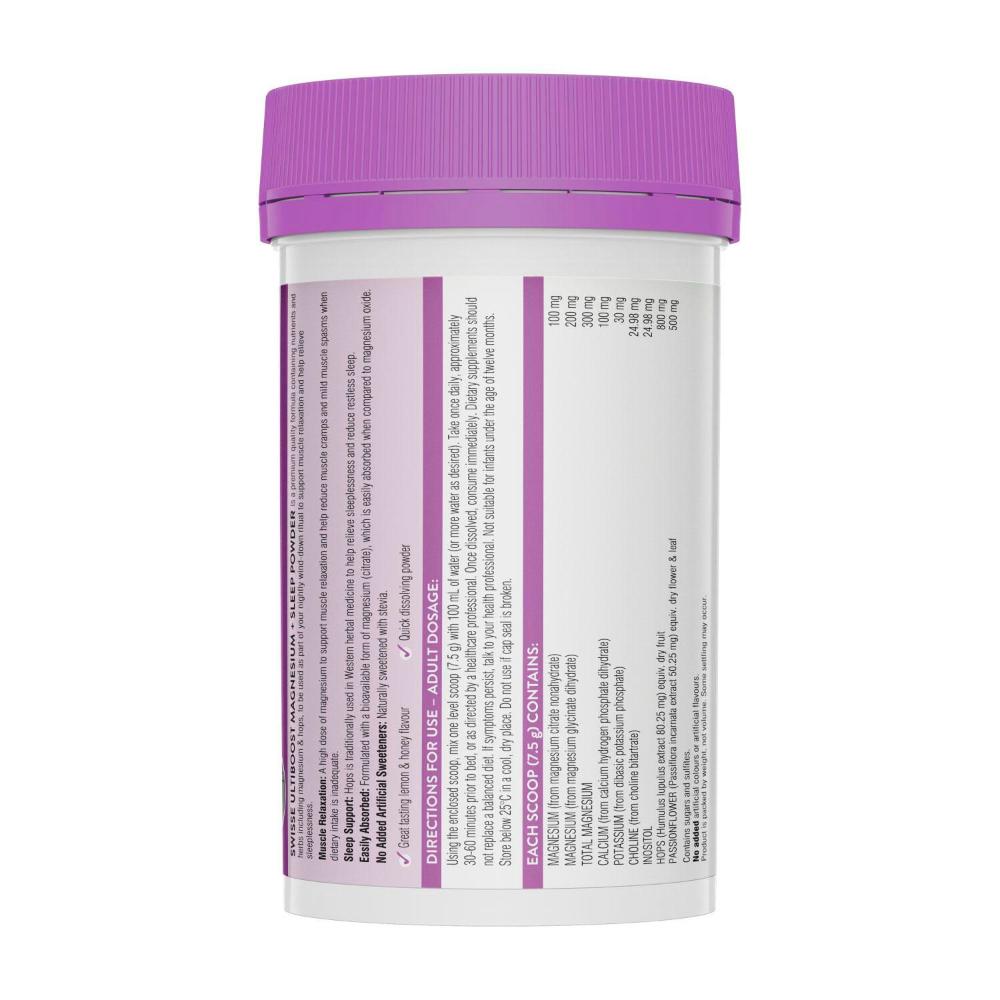 Swisse Ultiboost Magnesium + Sleep Powder Supports Muscle Relaxation - 180g