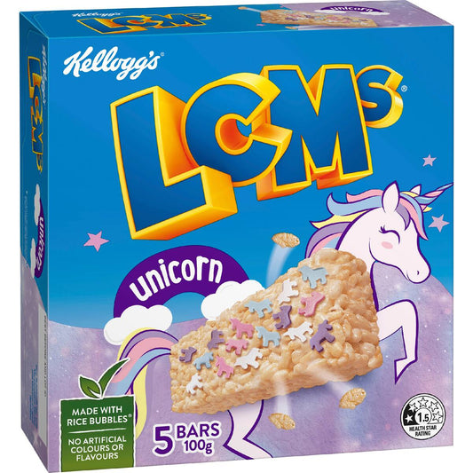 Kellogg's Lcms Unicorn Rice Bubbles Snack Bars 5 Pack