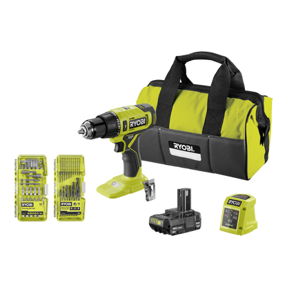 Ryobi ONE+ Hammer Drill Kit - 2Ah - 90 Accessories - 165 x 220 x 360mm