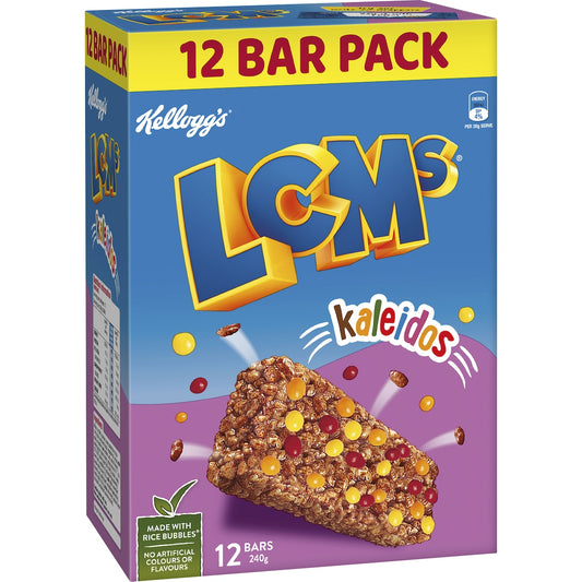 Kellogg's LCMs Kaleidos Rice Bubbles Snack Bars 12 pack