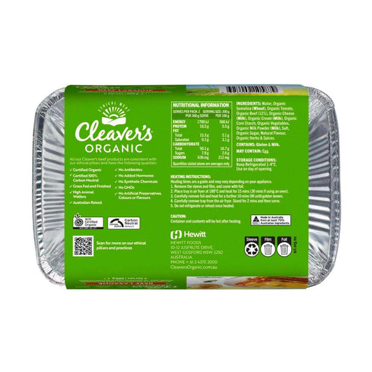 Cleaver's Organic Grass-fed Beef Lasagne - 600g