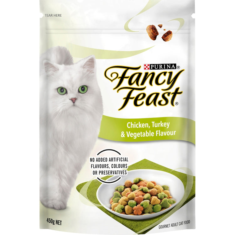 Fancy Feast Adult Chicken, Turkey & Vege Flavour Dry Cat Food 450g