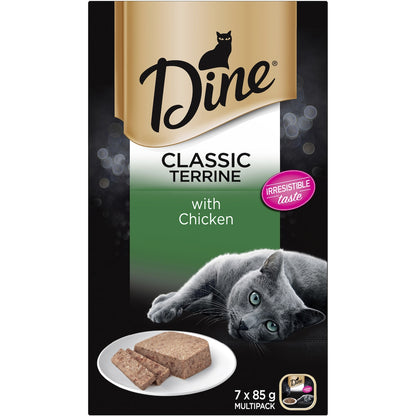 Dine Wet Cat Food Classic Terrine With Chicken Tray 85g X 7 Pack