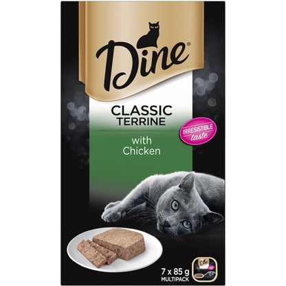 Dine Wet Cat Food Classic Terrine With Chicken Tray 85g X 7 Pack