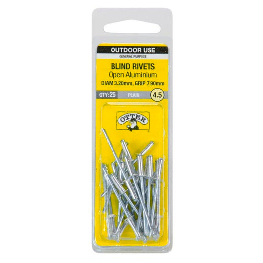 Otter Open Aluminium Blind Rivets - 3.2 x 7.9mm - 25 Pack