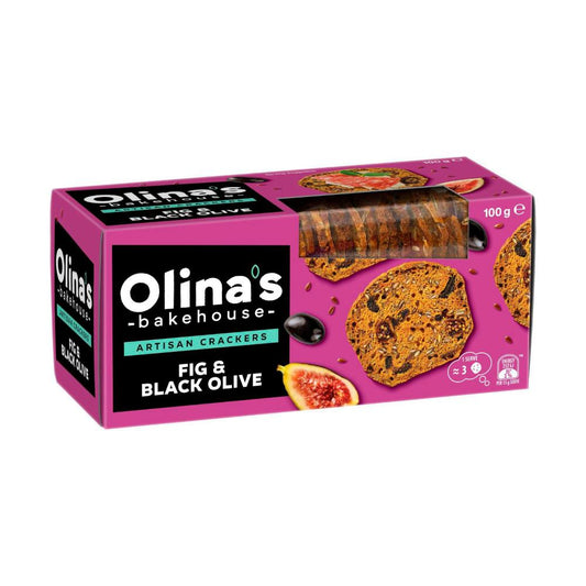 Olina's Bakehouse Artisan Crackers Fig & Black Olive - 100g