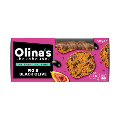Olina's Bakehouse Artisan Crackers Fig & Black Olive - 100g