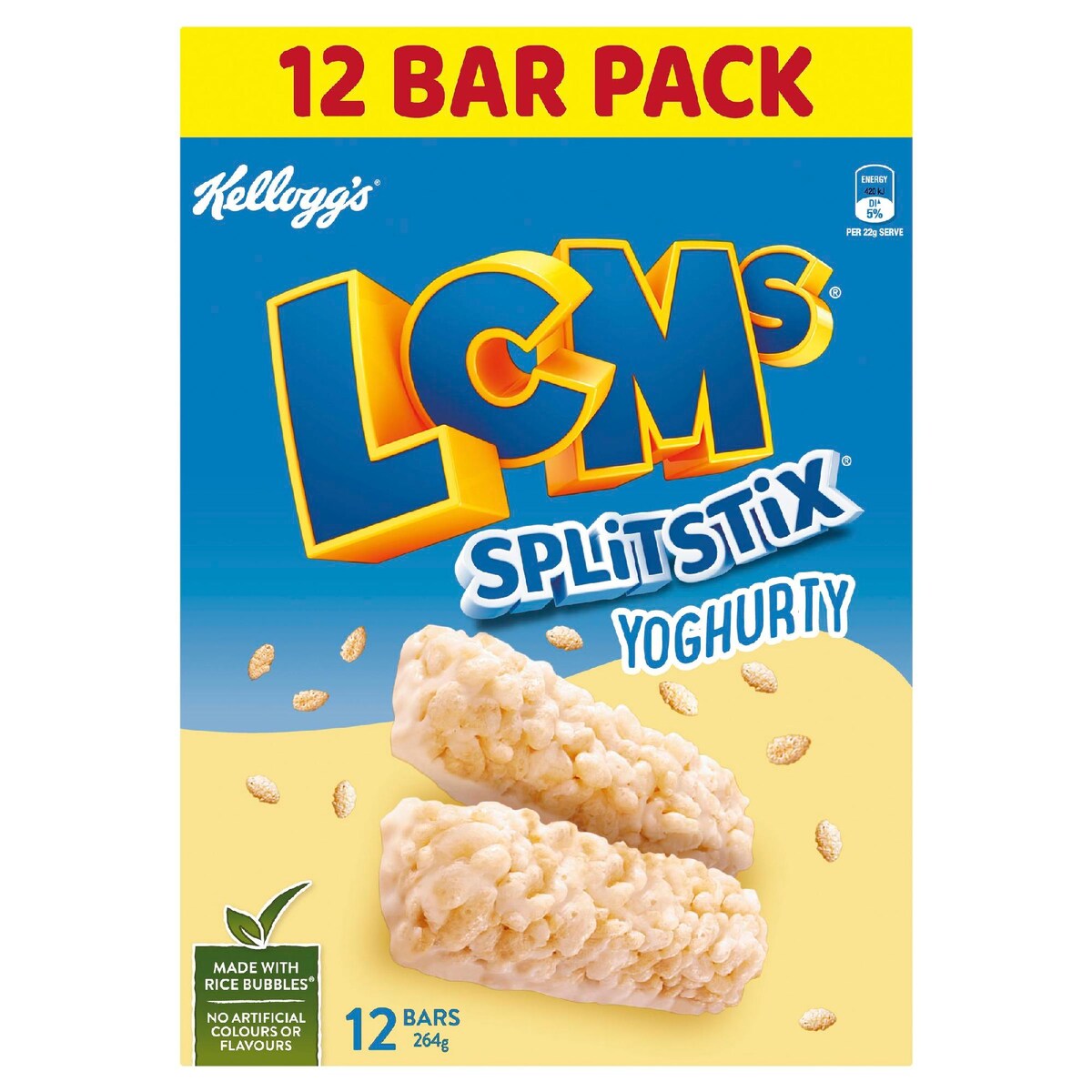 Kellogg's LCMs Split Stix Yoghurty Rice Bubbles Snack Bars 12 pack