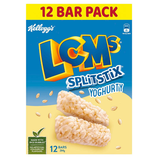 Kellogg's LCMs Split Stix Yoghurty Rice Bubbles Snack Bars 12 pack
