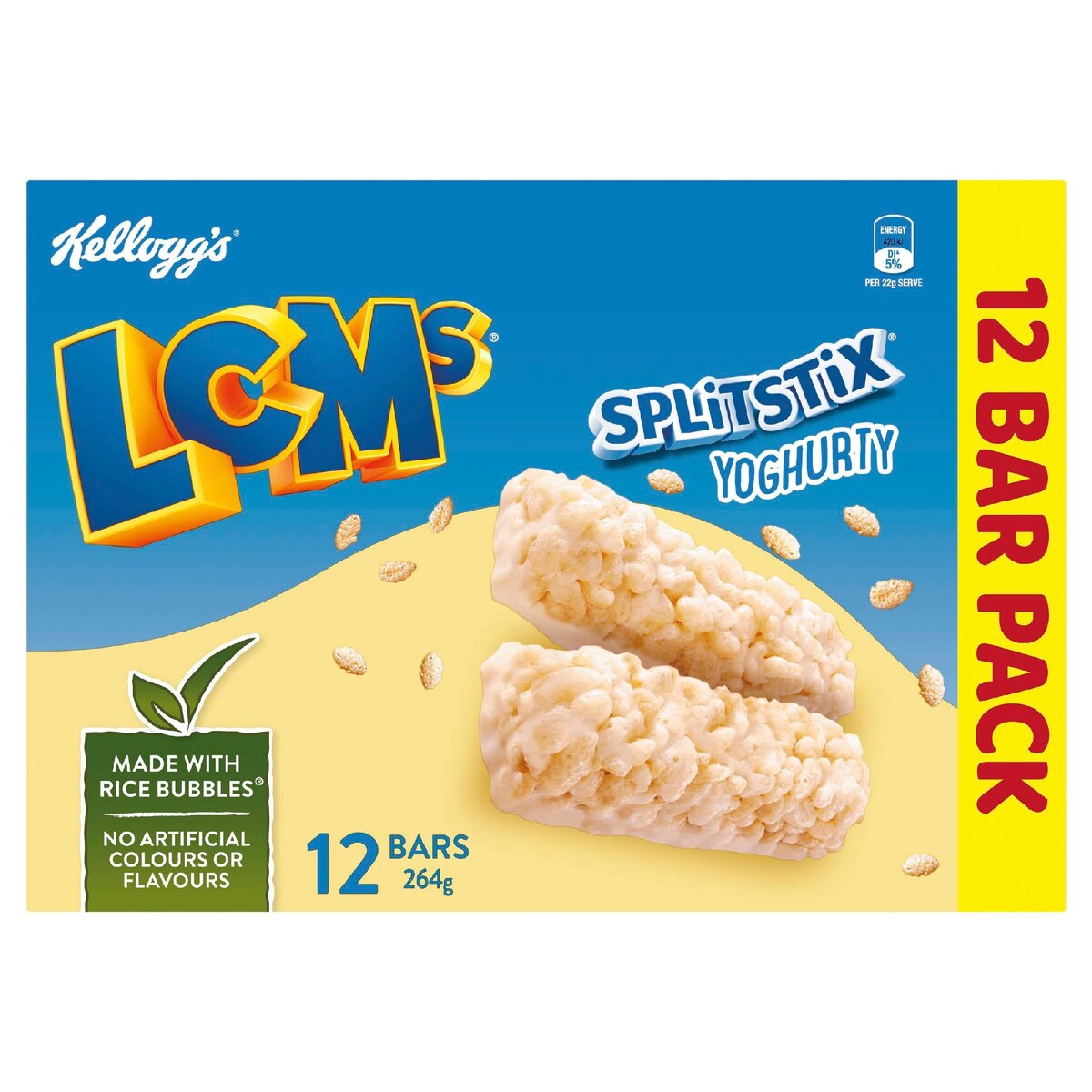Kellogg's LCMs Split Stix Yoghurty Rice Bubbles Snack Bars 12 pack