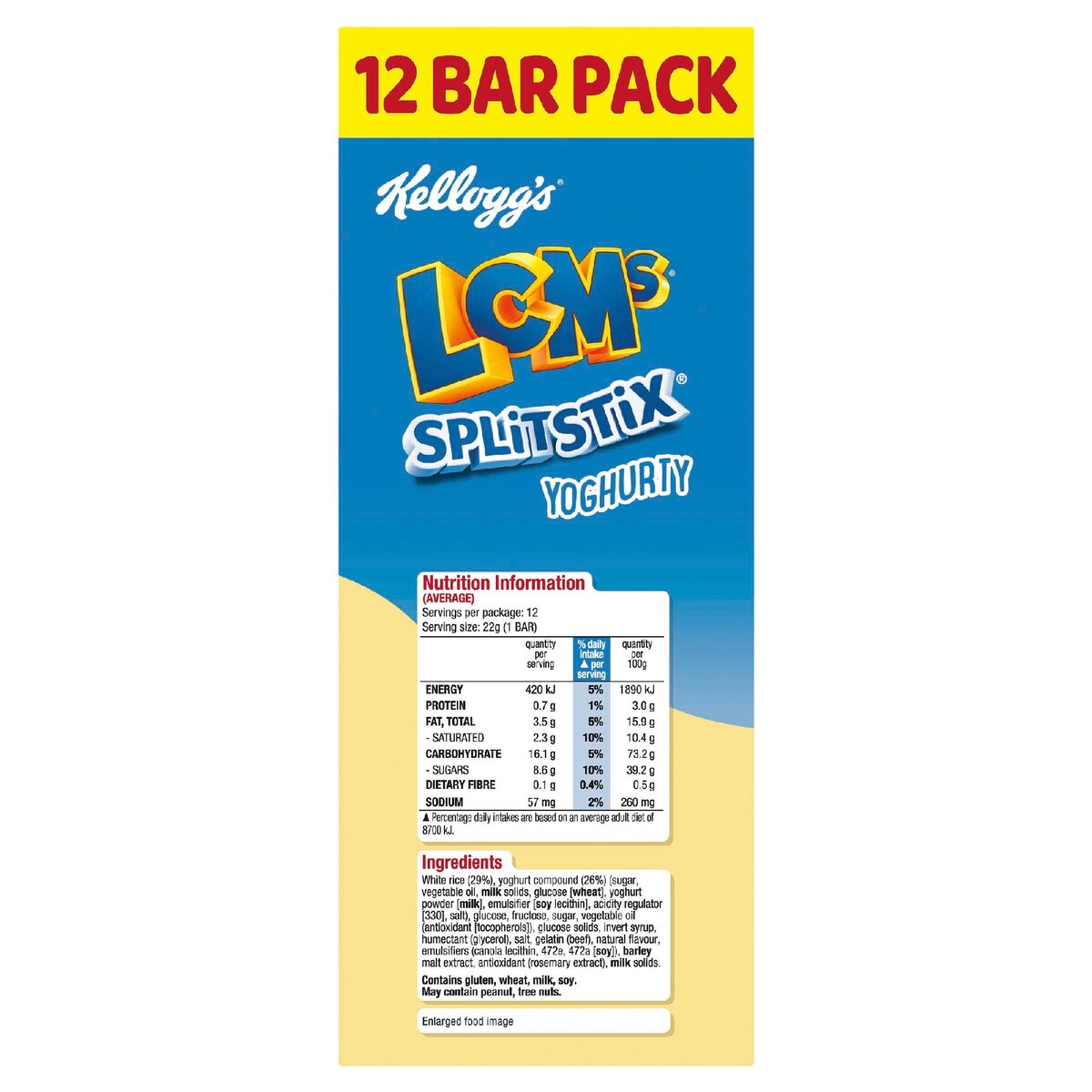 Kellogg's LCMs Split Stix Yoghurty Rice Bubbles Snack Bars 12 pack