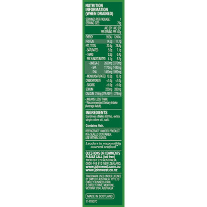 John West Wild Brisling Sardines In Extra Virgin Olive Oil 110g