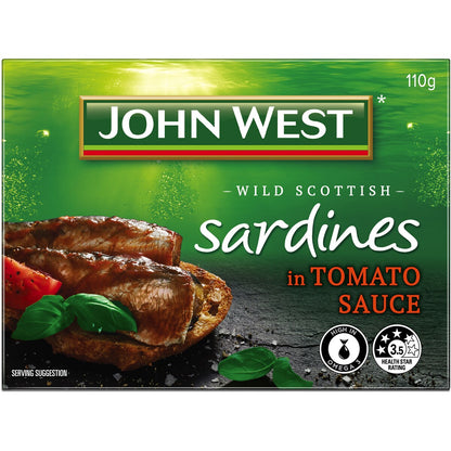 John West Wild Brisling Sardines In Tomato Sauce 110g