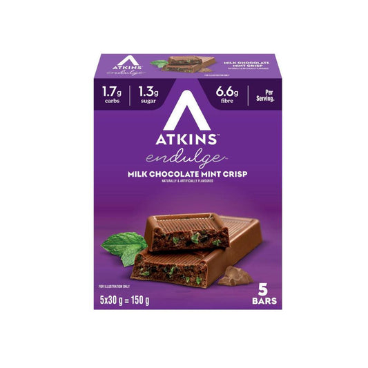 Atkins Low Carb Endulge Bar Milk Chocolate Mint Crisp 5x30g - 150g