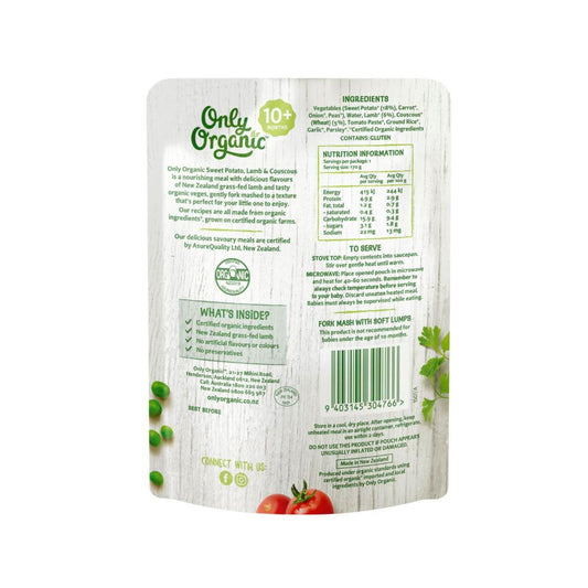 Only Organic Sweet Potato Lamb & Couscous Baby Food Pouch 10+ Months - 170g