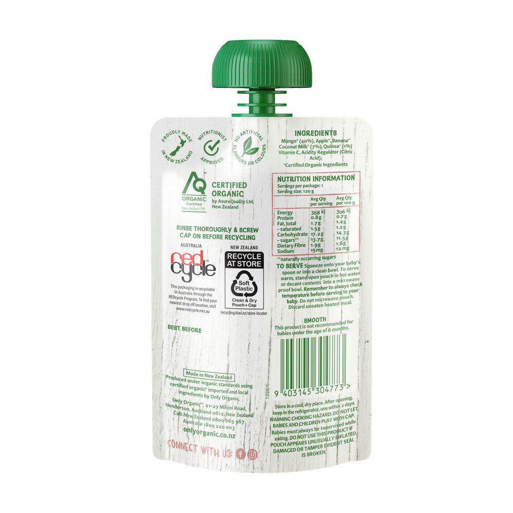 Only Organic Baby Food Mango Coconut And Quinoa - 120g