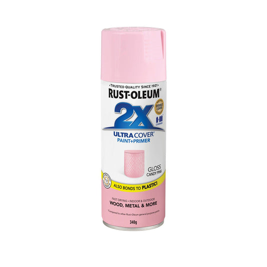 Rust Oleum 2X Ultra Cover Gloss Spray Paint Candy Pink 340g