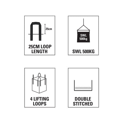 Gorilla Bulk Lifting Bag - 60 x 60 x 80cm - Polypropylene - 500kg Capacity