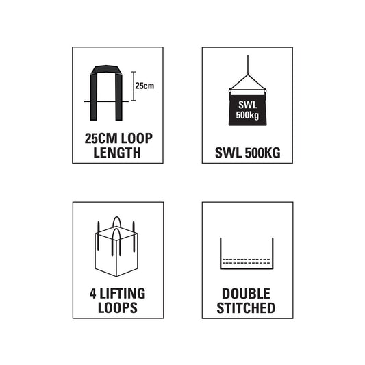 Gorilla Bulk Lifting Bag - 60 x 60 x 80cm - Polypropylene - 500kg Capacity