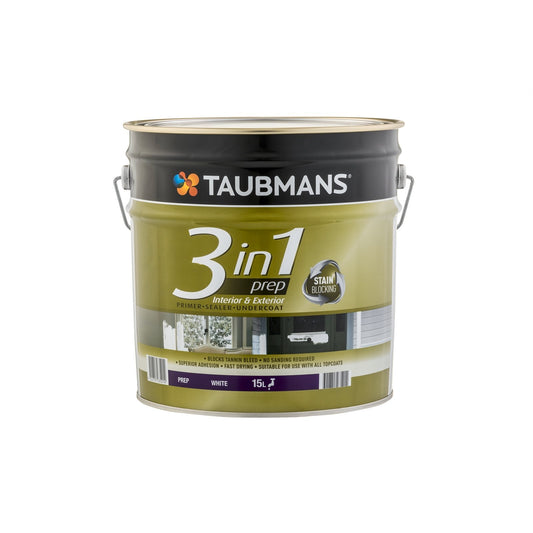 Taubmans White 3 In 1 Interior And Exterior Primer Undercoat Sealer - 15L