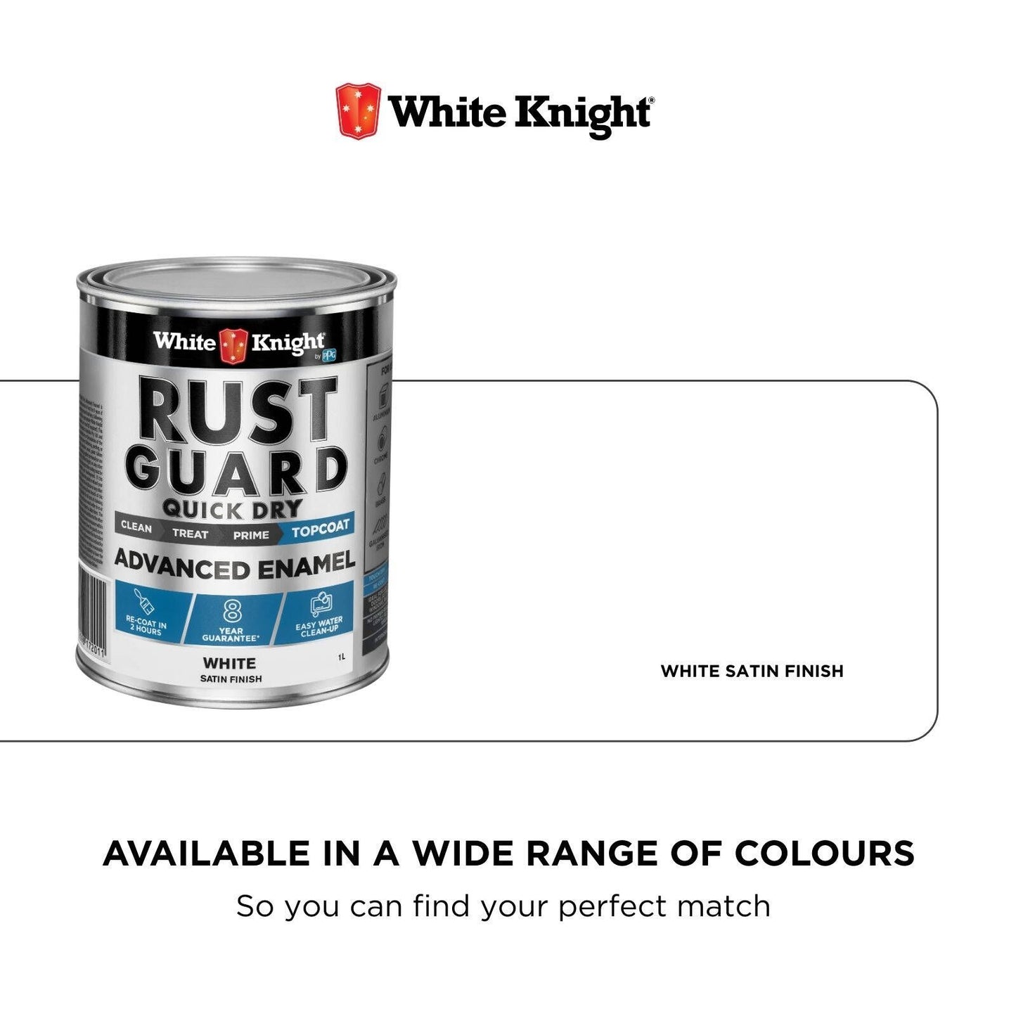 White Knight Rust Guard Satin Enamel Paint - 1L